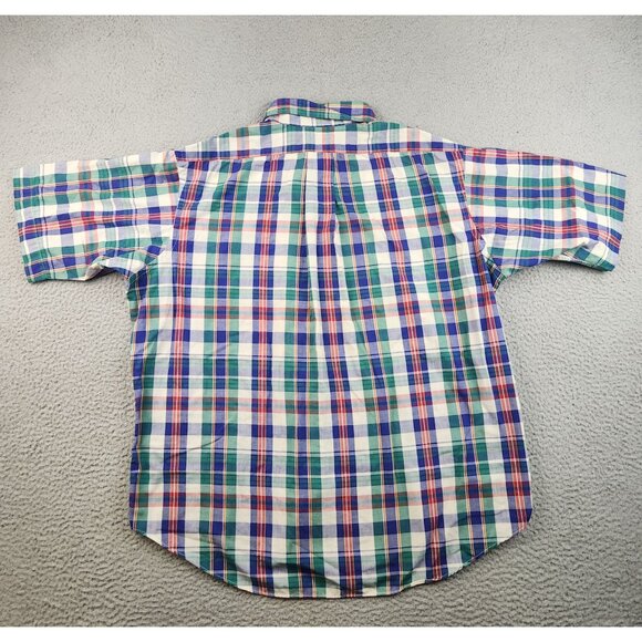 VTG Men's Plaid Button Shirt Extra Large Multicolor Short Sleeve Cotton Blend - Picture 2 of 8
